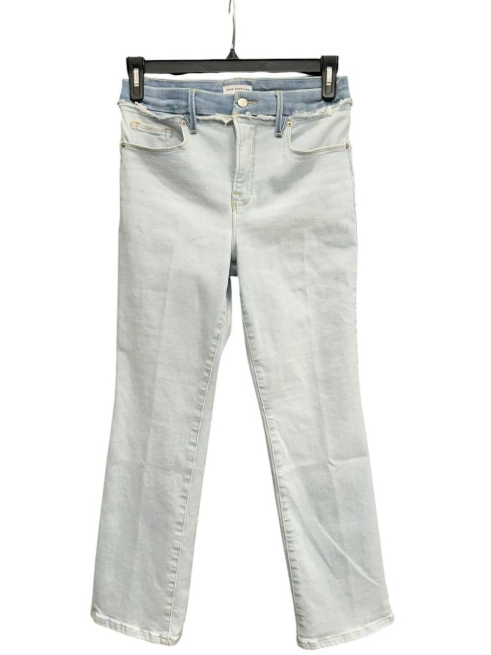 Good American Good Legs Two-Tone High Waist Ankle Straight Leg Jeans - Picture 3 of 5